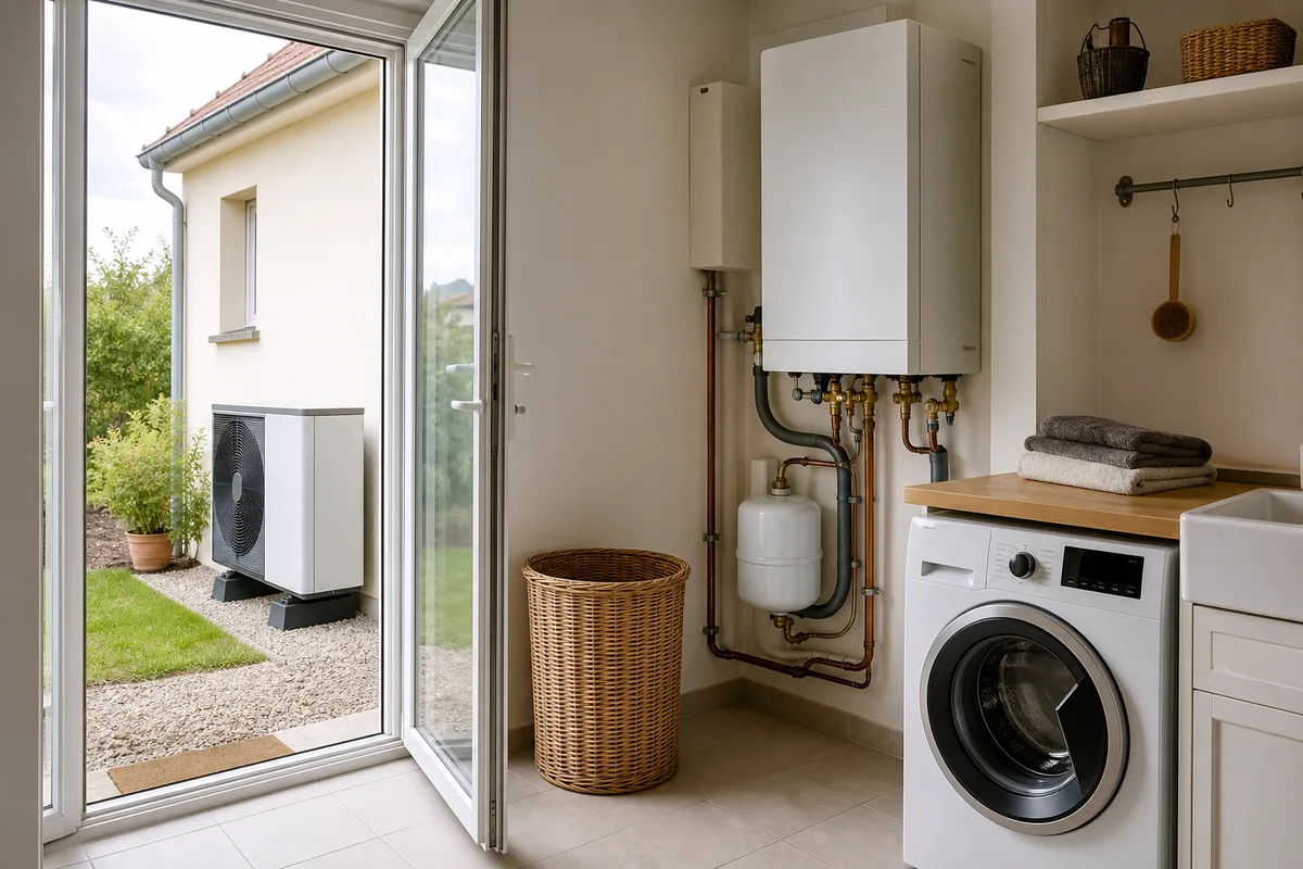 Maison individuelle équipée d&rsquo;une pompe à chaleur extérieure
